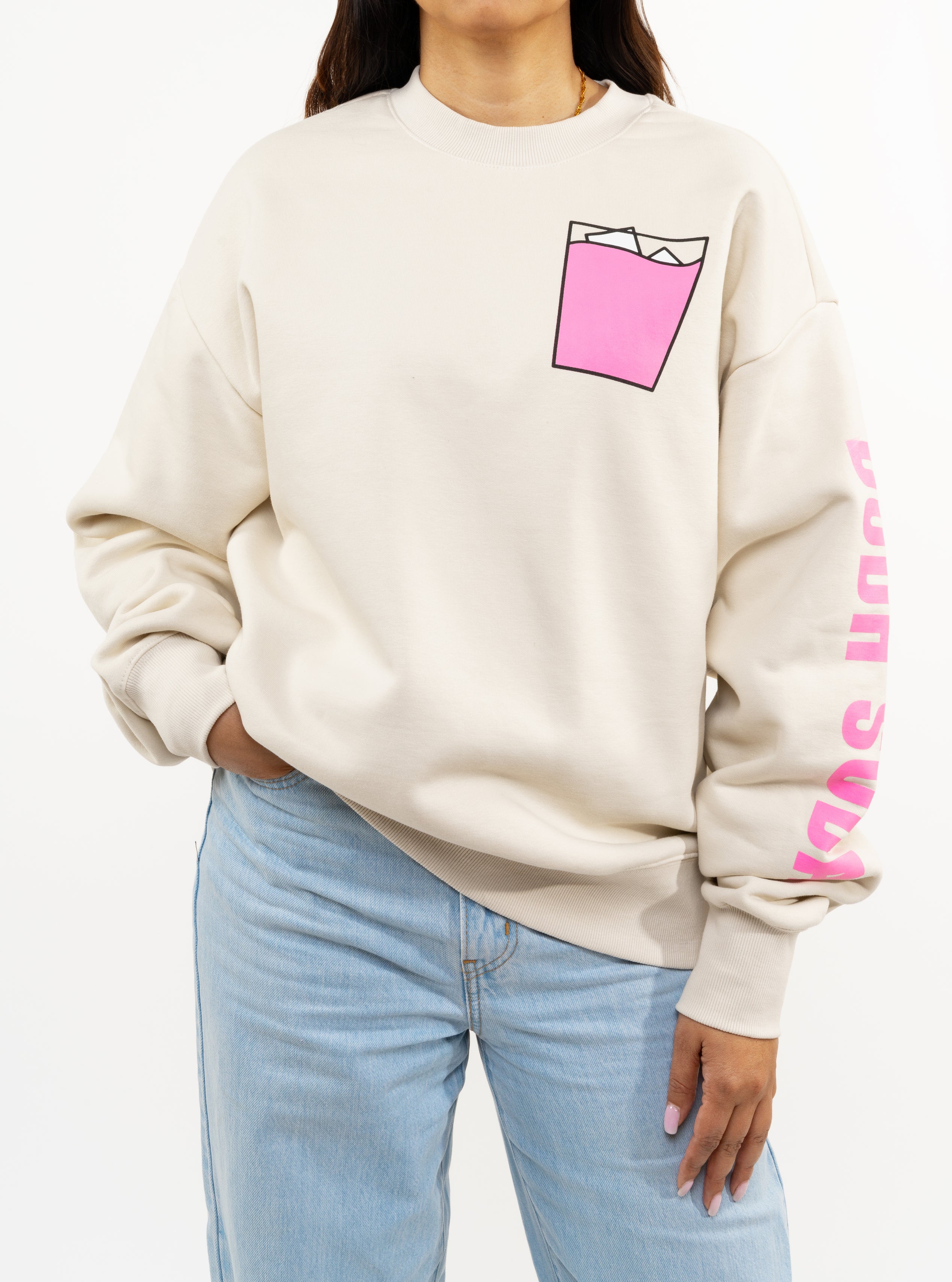 Cream crewneck clearance